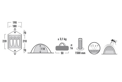 Трехместная трекинговая палатка High Peak Kingston 3